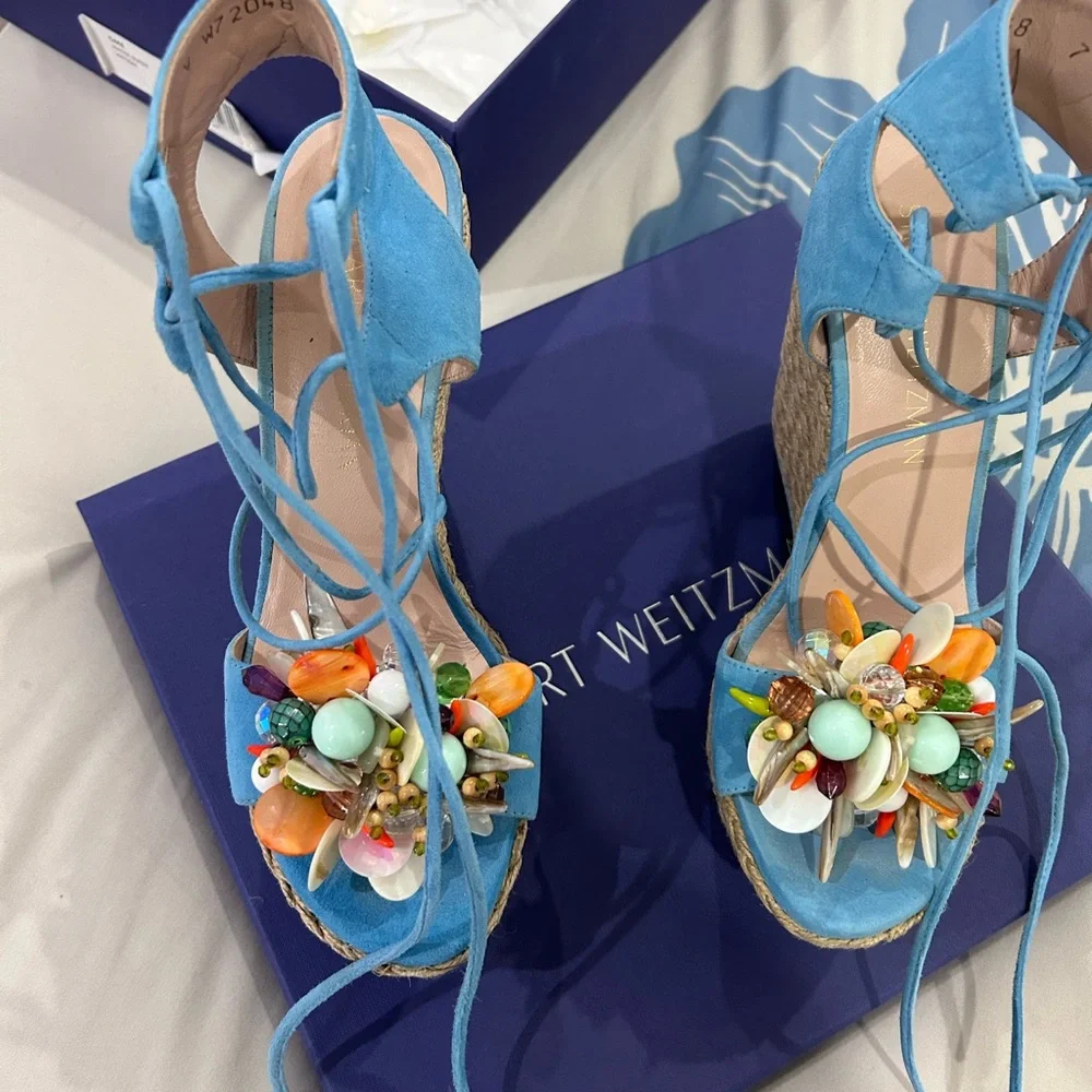 💰PRICE⬇️ STUART. WEITZMAN • Cake Wedge Sandal • sz 7 - Picture 3 of 10